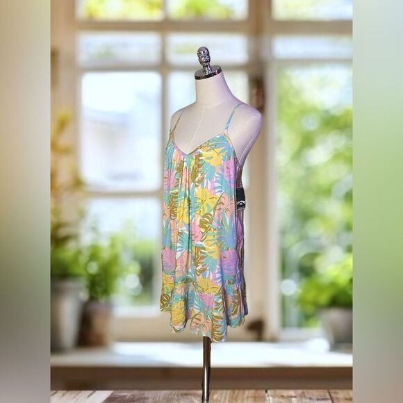 Billabong Women’s Sunny Daze Mini Dress Pink/Peach Floral Dress Size M - Picture 6 of 12